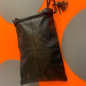 Elegant Soft Black Leather Women's Bag / satchel garment travel sack